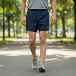 Nike Men's Dark Navy Running Shorts with Reflective Swoosh